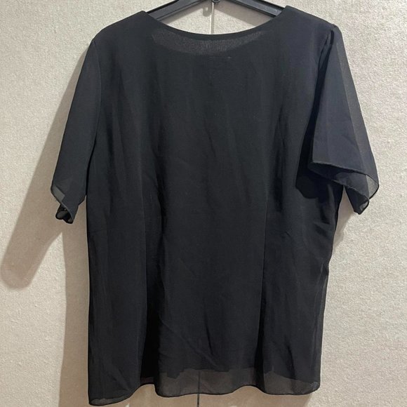 vintage black pleated top blouse - Picture 5 of 7